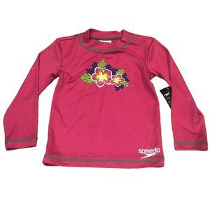 Speedo Long Sleeve Shirt Raspberry Rose Size Small 4 Girls Swim Water Vacation
